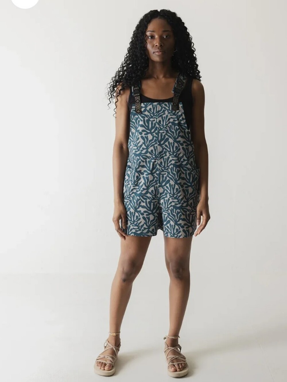 NWT NEW KAVU Overalls Romper Montanita Sea Garden Green Blue S Small